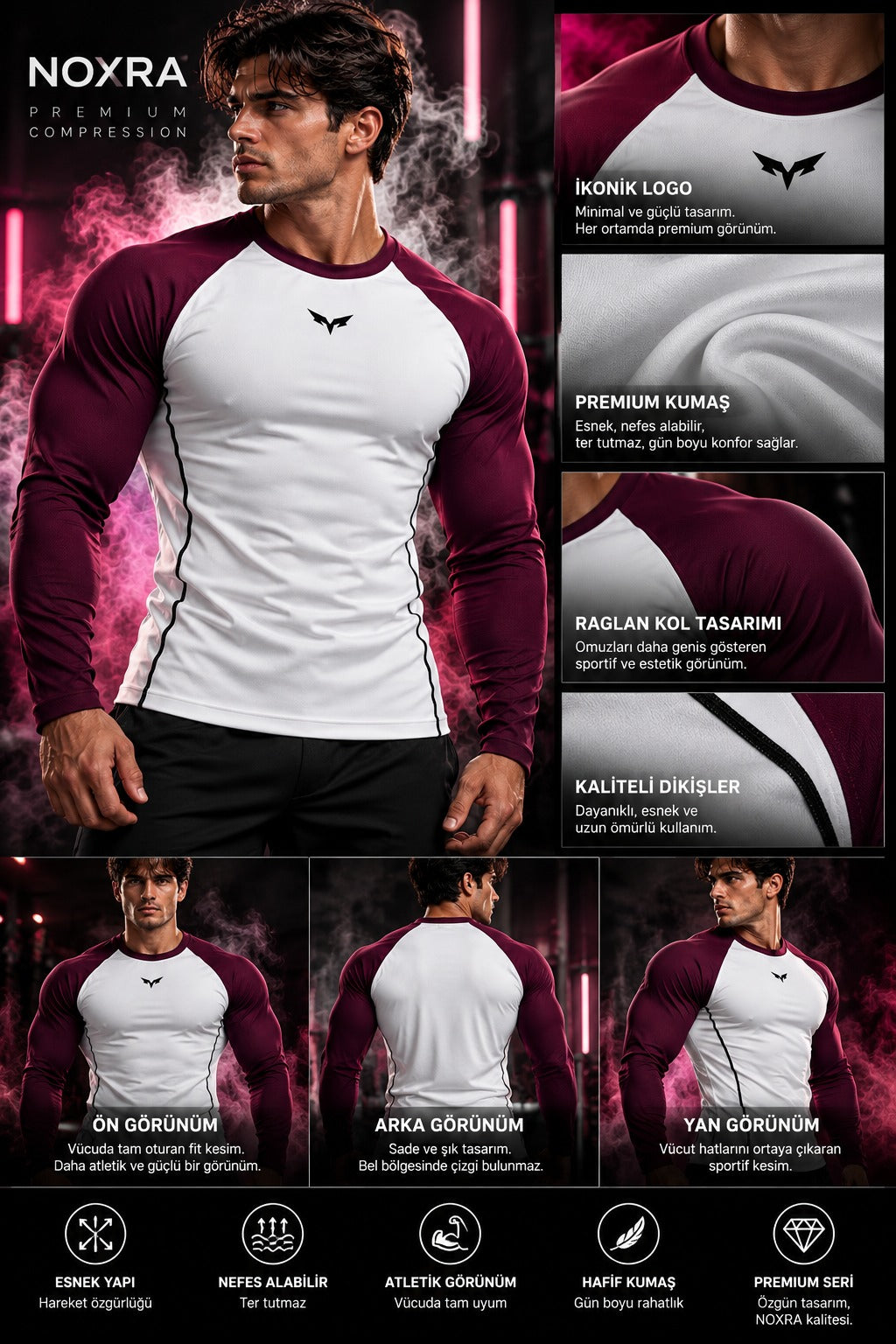 NOXRA Compression mürdüm/Beyaz