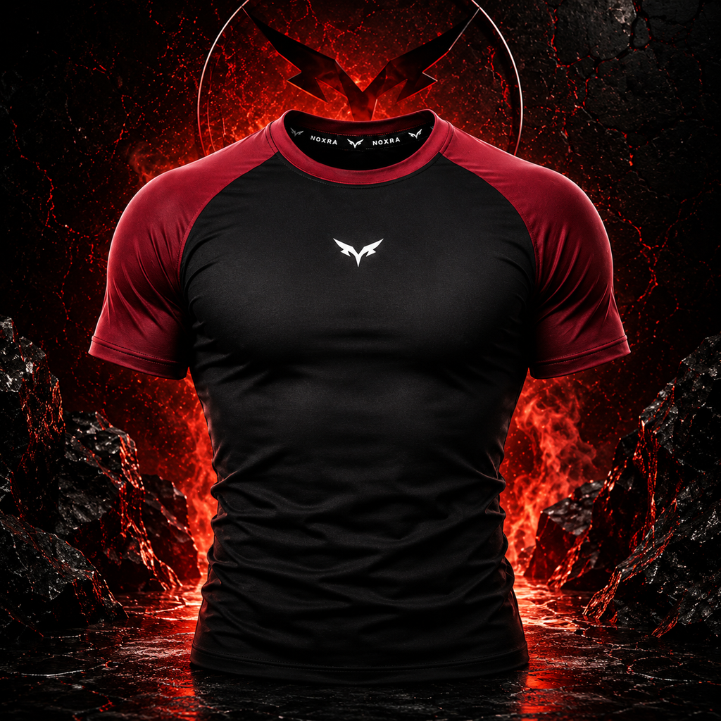 Compression Gym & Fitness Tişört BORDO-SİYAH