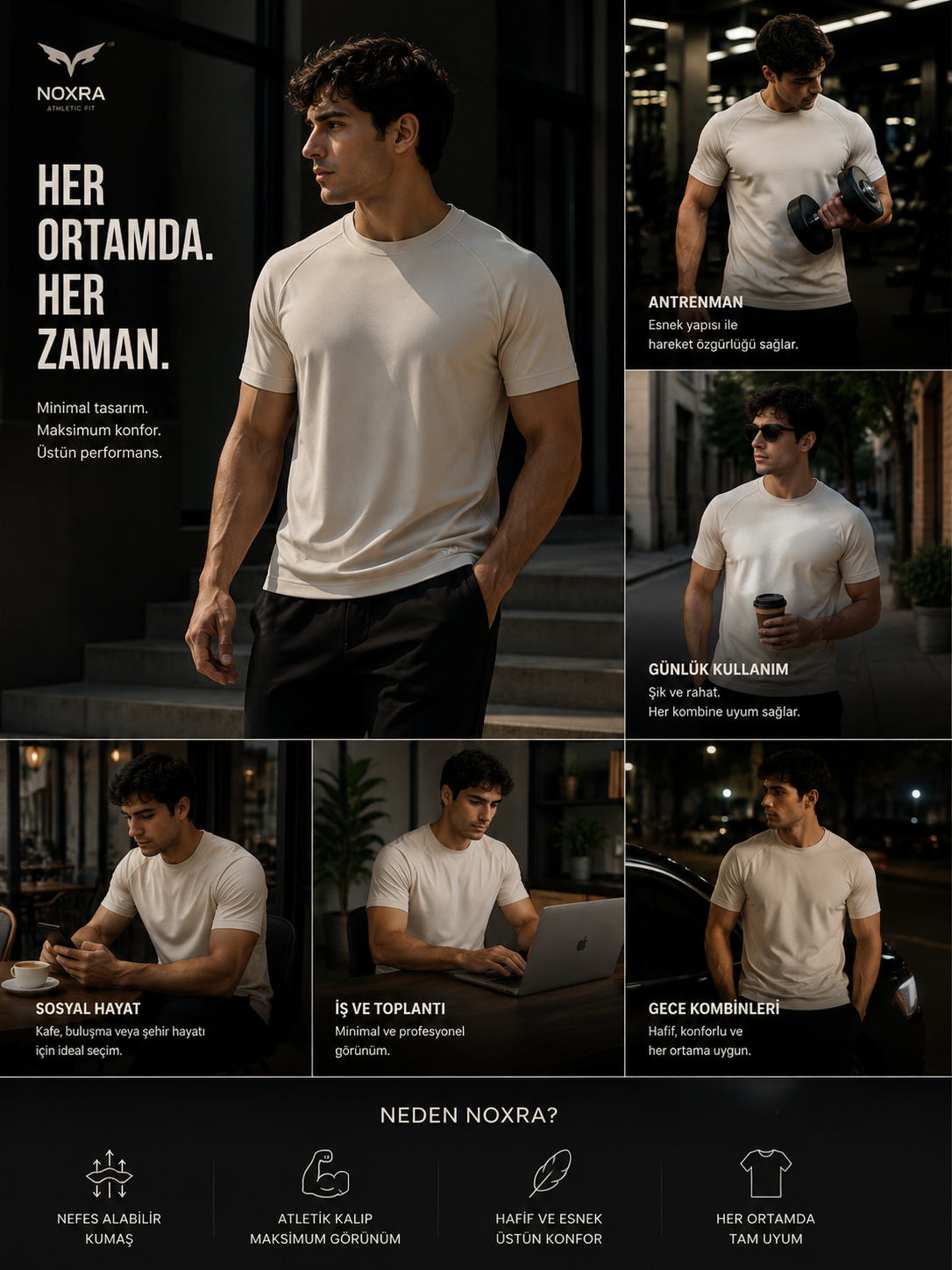 Form Fit Kesim Günlük Beyaz Tişört (Ekru)