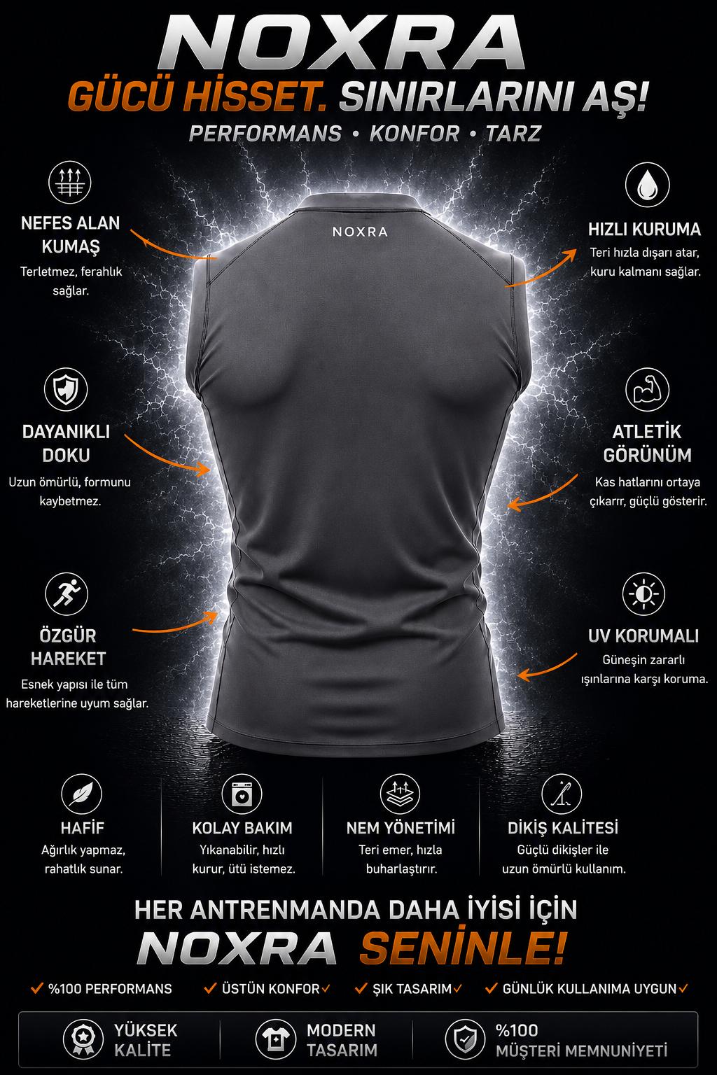 NOXRA Performance Compression Gym Atlet FÜME