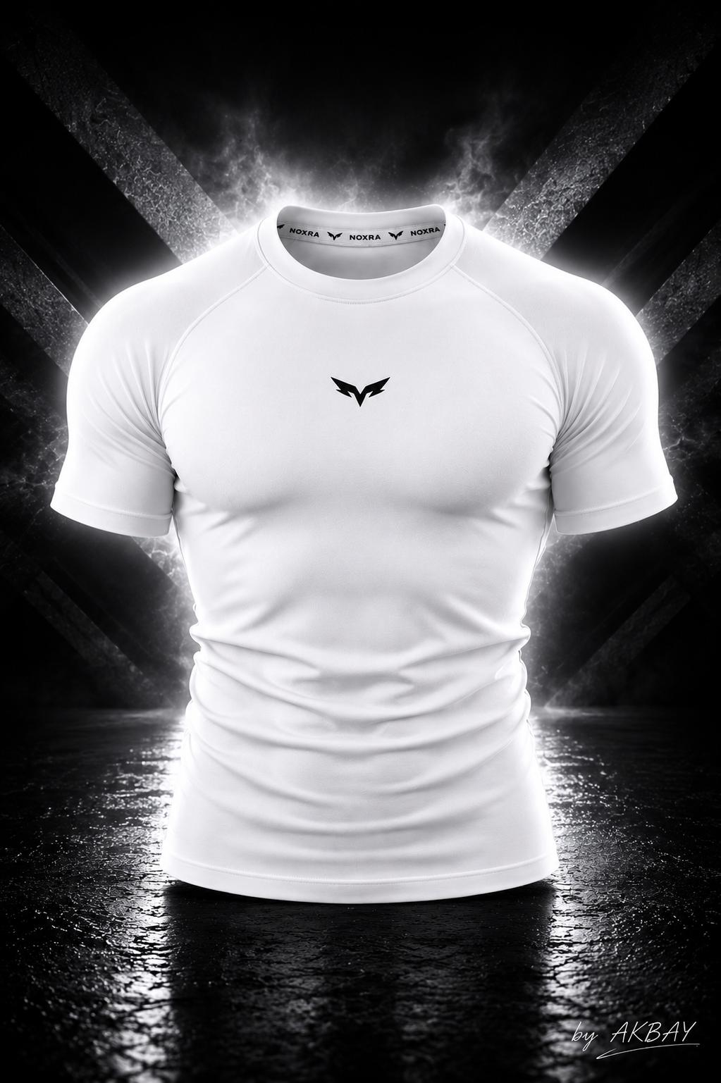 NOXRA Premium Compression Gym & Fitness Tişört TREND BEYAZ