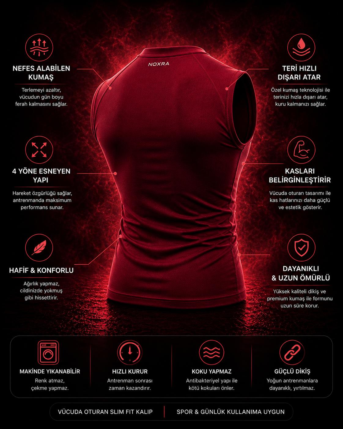 Compression Slim Fit Spor Tişört BORDO