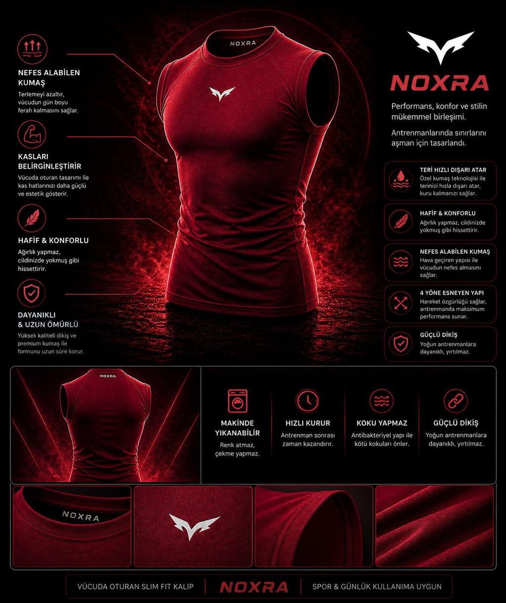 Compression Slim Fit Spor Tişört BORDO