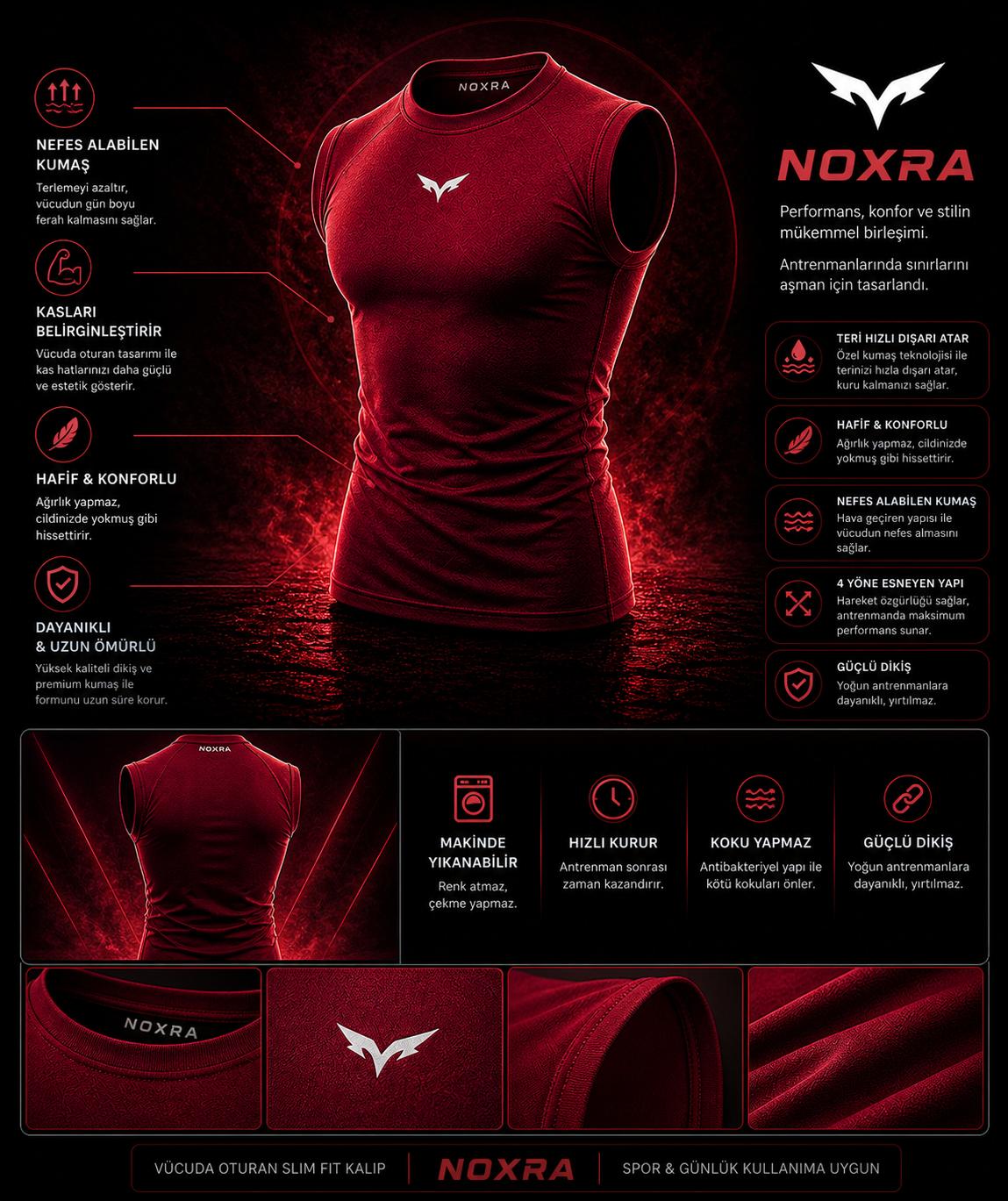 Compression Slim Fit Spor Tişört BORDO