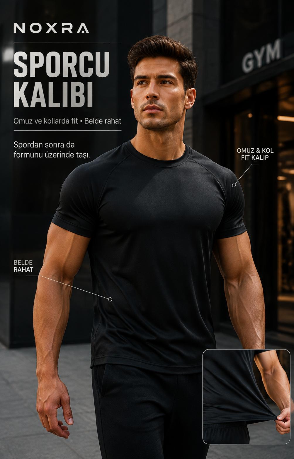 Form Fit Kesim Günlük Siyah Tişört