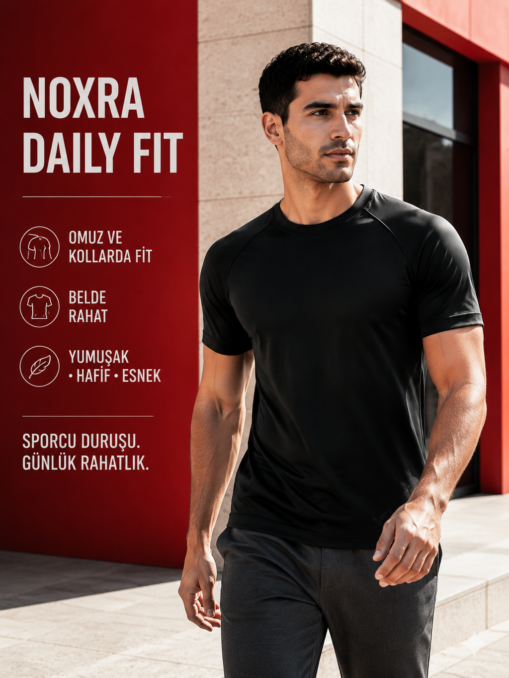 Form Fit Kesim Günlük Siyah Tişört